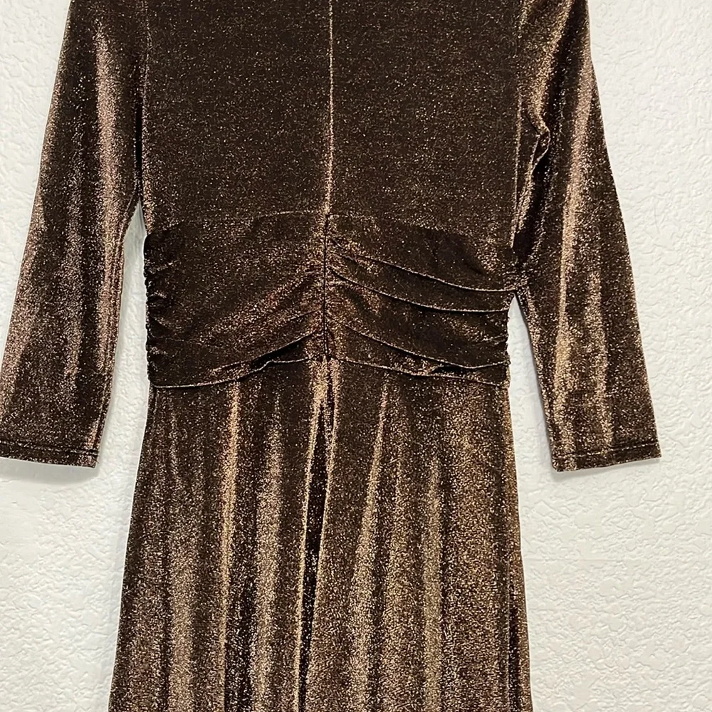 Eliza J Bronze Metallic Faux Wrap Dress - Picture 13 of 15